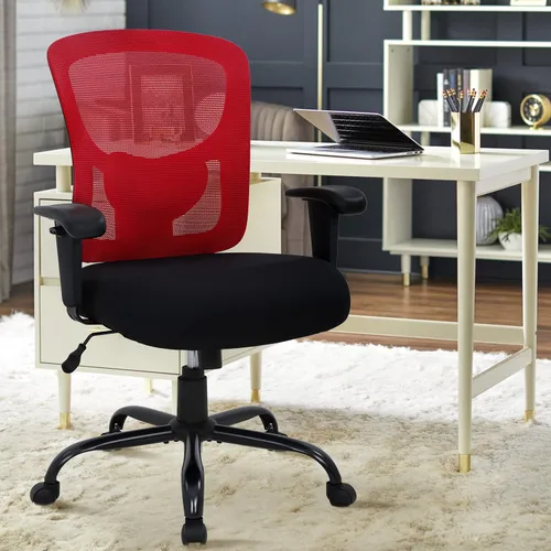 Miniatura 10 de Silla de oficina grande y alta, resistente de 400 libras, silla de escritorio ergonómica de respaldo alto, silla de malla giratoria con soporte Negro