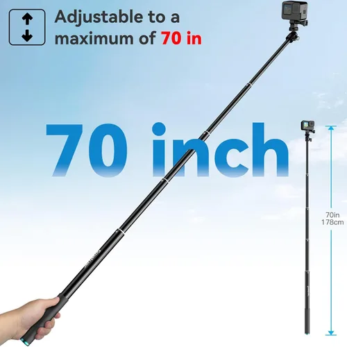 Miniatura 2 de Matree - Palo selfie de 70 pulgadas compatible con DJI Osmo Action 6/OSMO 360, Insta360 X5/Ace, para GoPro Max 2/Hero 13/12/11/10, DJI Osmo Action 5