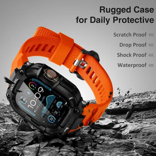 Miniatura 5 de ULTIMAL - Correa resistente con estuche para Apple Watch de 44 mm, correa protectora a prueba de golpes de grado militar para hombres, correa