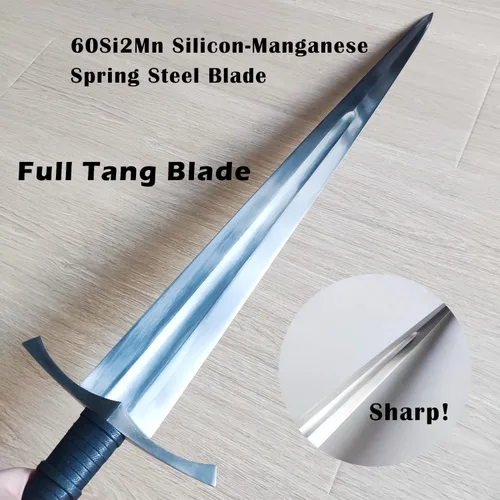 Miniatura 6 de Medieval Full Tang Spring Steel Knight Arming Sword with Scabbard for Outdoor Use, Practice, Collection