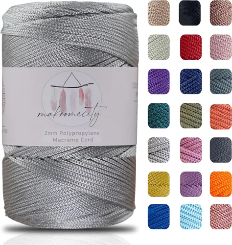 Miniatura 39 de Makromecity, 2 carretes de cordón de macramé de poliéster de 2 mm x 250 yardas (750 pies) de 2 mm de cordón de polipropileno para macramé, ideal