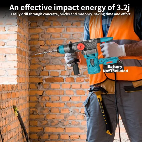 Miniatura 3 de Taladro de martillo giratorio sin escobillas para batería Makita de 18 V (solo herramienta) – Impacto de 3.2 julios, mandril SDS-Plus de 1-1/8