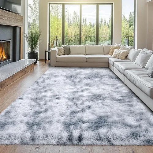 Miniatura 25 de Topmaxcs Alfombra de Área de Pelo Largo Negro para Dormitorio: 8x10 Alfombras de Área de Pelo Largo Esponjosas para Sala de Estar- Alfombras