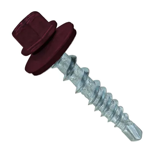 Fasteners Plus ST Fastening Kwikseal Woodbinder Tornillos de Metal a Madera #10 X 1 Burgundy con Arandela de Goma EPDM, 250 Unidades - Diseñados
