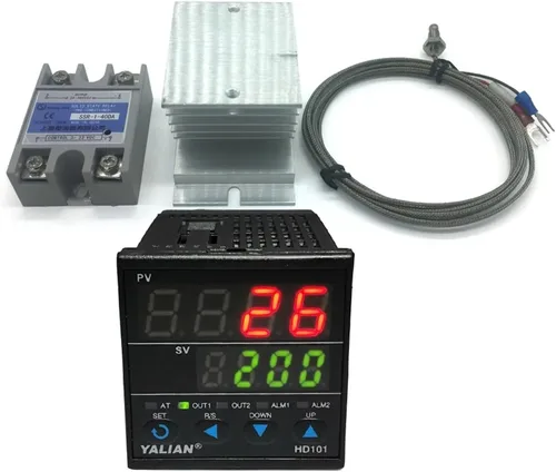 Miniatura 4 de Pid Digital Temperature Controller Max Adjust Temperature 1372 Degrees Celsius+Heat Sink+2M K Thermocouple+Max 40A SSR(HD101)