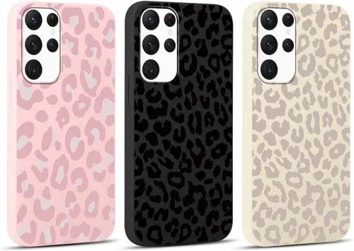 Miniatura 20 de 2 Pack Funda con lindo estampado de chita para Samsung Galaxy S22 Ultra 5G de 6.8", Fundas con patrón de leopardo de lujo, diseño de silicona suave