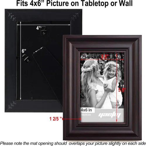 Miniatura 6 de Yaetm - Juego de 4 marcos de fotos de 4 x 6 pulgadas, moldura de 3,5 cm de ancho y marcos de fotos color marrón oscuro con vidrio templado HD