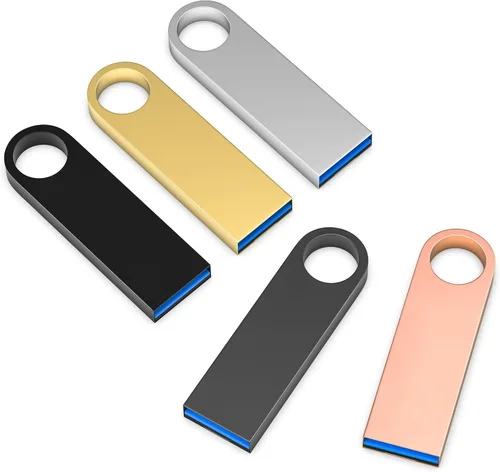 Unidad Flash USB 3.0 de 64GB Paquete de 5, Wooolken Unidades Flash USB 3.0 de Alta Velocidad Elegantes Unidades Flash de Metal con Llaveros, Memoria