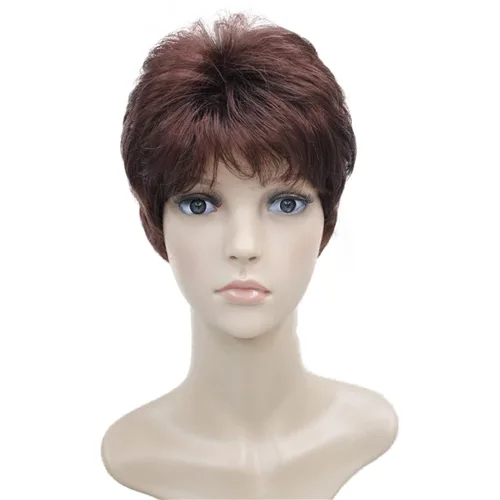 Miniatura 12 de Wiginway corto rizado pelucas sintéticas con flequillo pelo premium natural moda pelucas para señora mujeres #101