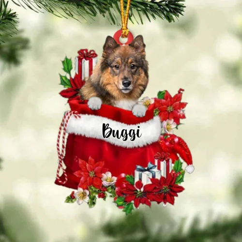 Miniatura 203 de Perro Akita Inu personalizado en bolsa de regalo, adorno de Navidad, nombre personalizado, regalo para amantes de los perros, familia, Navidad
