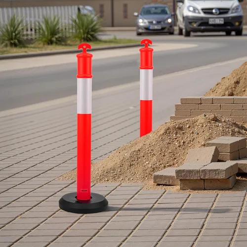 Miniatura 8 de VEVOR Paquete de 2 postes delineadores de tráfico, conos de seguridad de tráfico de 48 pulgadas con base rellenable y tiras reflectantes, postes