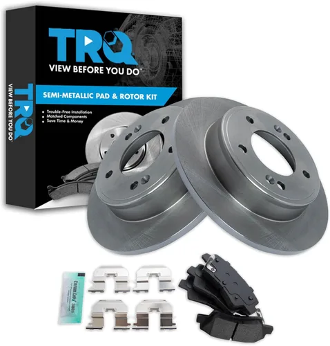 Miniatura 33 de TRQ Juego de pastillas de freno semimetálicas traseras y rotores compatibles con Chevrolet Trailblazer 02-06 Trailblazer EXT 04-06 SSR 02-07 GMC