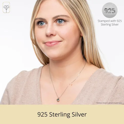 Miniatura 2 de MAX + STONE 925 Sterling Silver Cushion Cut Birthstone Necklace for Women 6mm Hypoallergenic Solitaire Necklace Gemstone Pendant Necklaces with