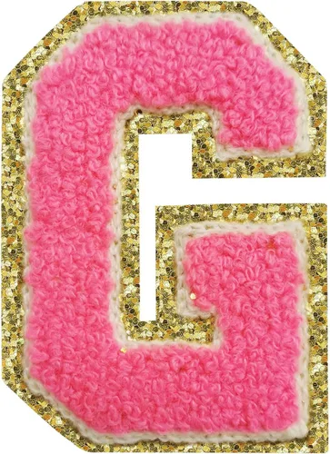 Miniatura 67 de SPRT - Parches de letras de chenilla universitaria con purpurina, parche de letras blancas para planchar con letras del alfabeto para disfraz