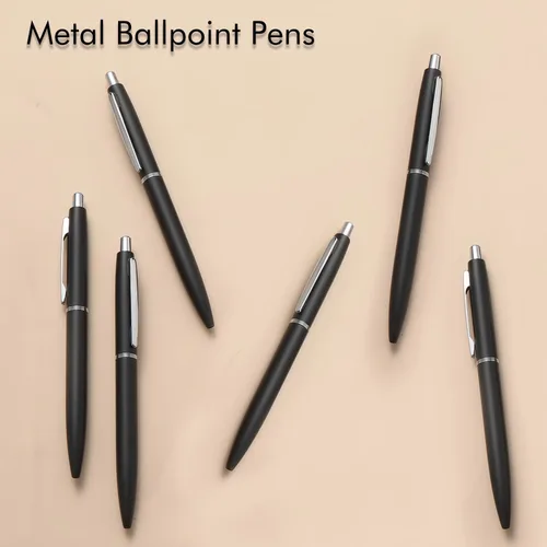 Miniatura 2 de ChaoQ 6 bolígrafos retráctiles de metal, para regalo, negocios, oficina, tinta negra de punta media de 1.0mm, 12 repuestos extra reemplazables