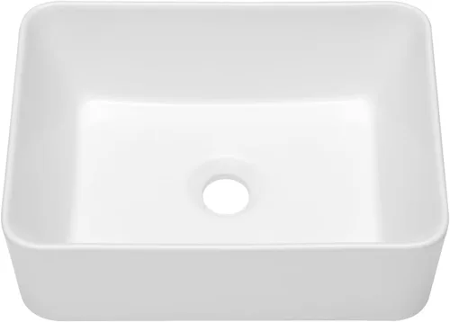 Miniatura 8 de Fregadero rectangular de 16 pulgadas de ancho x 12 pulgadas de profundidad sobre el mostrador, fregadero moderno de cerámica de porcelana blanca