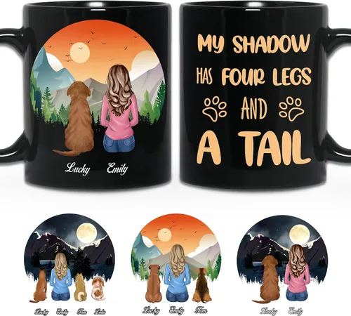 Miniatura 21 de WHIDOBE Taza personalizada de perro (niña – perro) personalizada de 11 onzas, 15 onzas con avatares, nombres, razas – Taza «Dog Mom» para mujeres