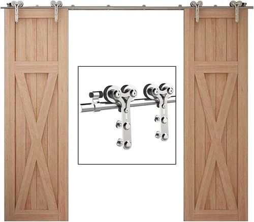 Miniatura 49 de TSMST Kit de herrajes para puerta corrediza de granero de 6.6 pies, riel de puerta de granero resistente de acero inoxidable para montaje superior