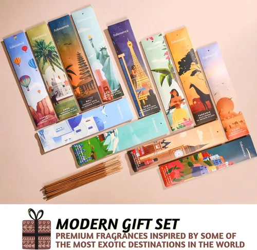 Miniatura 3 de Folkulture Varitas de incienso con soporte para regalo Juego de 6 (120) varillas de incienso orgánicas no tóxicas Wanderlust - Caramelo