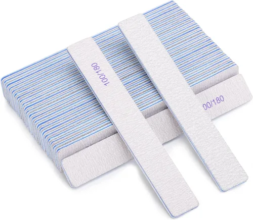 25 limas de uñas rectangulares de grano 100/180, limas para uñas, tableros de esmeril de doble cara para uñas acrílicas y uñas naturales