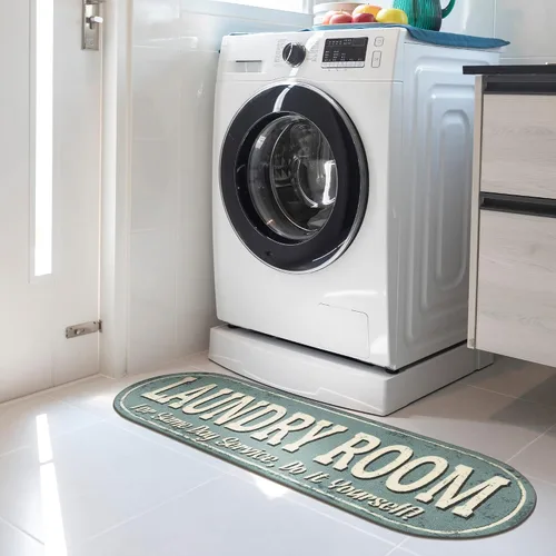 Miniatura 34 de Alfombra lavable a máquina con diseño de texto antideslizante con parte trasera de goma, 2 x 5, para lavandería, para baño, lavadero, 20 x 59