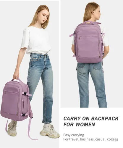 Miniatura 8 de Mochila de viaje para mujeres y hombres, mochila aprobada para vuelos de 40 L, bolsa de viaje para artículos personales con múltiples bolsillos
