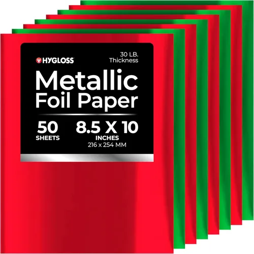 Miniatura 14 de Hygloss Papel de aluminio metálico, 20 hojas, 10 hojas de papel metálico surtido, 8.5 x 10 pulgadas, papel de aluminio ideal para manualidades
