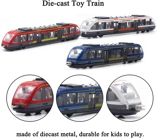 Miniatura 4 de OTONOPI Juego de tren de juguete de alta velocidad, motor de locomotora a presión a presión, modelo de automóvil, deslizante, tren de bala de metro