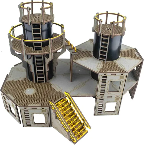 Miniatura 3 de War World Gaming Industry of War Refinery 1 – Prepintado – 1.102 in Sci-Fi Wargaming Terrain Modelo Diorama Scenery Sci-Fi Batalla Mesa Guerra
