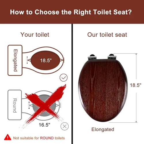 Miniatura 2 de Angel Shield - Asiento para inodoro alargado de madera con cierre silencioso, fácil de limpiar y bisagras de liberación rápida