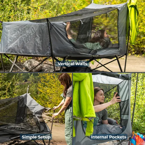 Miniatura 4 de Kakadu Tienda de Campamento Cuna, para 1 Persona, Configuración Fácil en 1 Minuto, Plegable, Compacta, Tienda Elevada con Toldo Impermeable