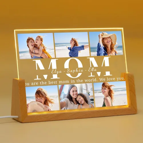 Miniatura 8 de Marco de fotos personalizado con foto, placa acrílica personalizada con base de luz nocturna LED, regalos de cumpleaños de aniversario para familia