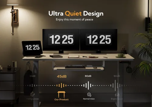 Miniatura 5 de Claiks Escritorio de pie con bandeja para teclado, escritorio eléctrico de pie de altura ajustable, escritorio de pie de 48 x 24 pulgadas con Blanco