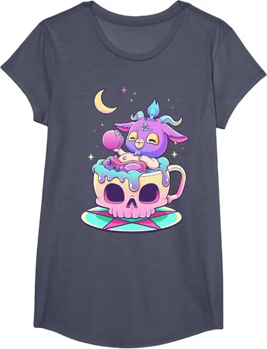 Miniatura 14 de Kawaii Pastel Goth Cute espeluznante Pentáculo Baphomet - Camiseta de cabra, Negro