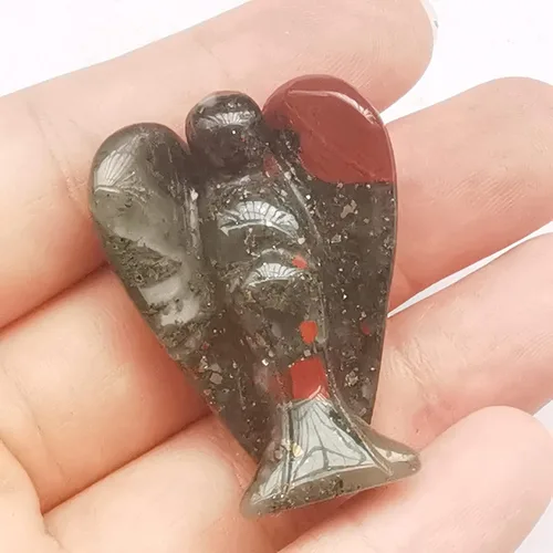Miniatura 2 de Estatua de ángel guardián de oración de cristal curativo de jade verde natural, 1.5 pulgadas, tallado en bolsillo, figuras de piedra de palma