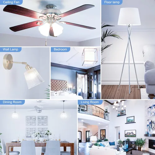 Miniatura 7 de Bombillas LED E12 para ventilador de techo de 6000 K, luz diurna fría, equivalente a 6 W, equivalente a 60 vatios, bombillas A15 con base