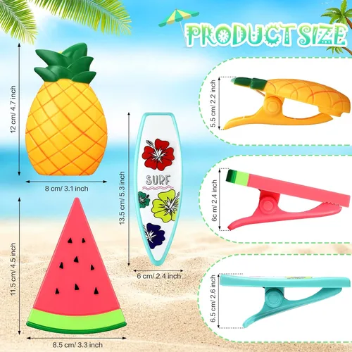 Miniatura 2 de CHENGU 10 clips para toallas de playa, clips para toallas, soportes para sillas de playa, tamaño gigante, pasadores de ropa de plástico, loro