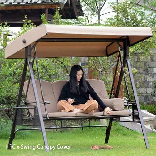 Miniatura 4 de Toldo de repuesto para asiento de columpio de jardín, cubierta de toldo de columpio de 3 plazas, cubierta superior impermeable para silla columpio
