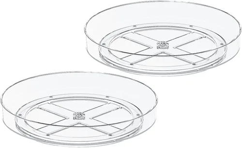 Miniatura 9 de Organizador Giratorio Lazy Susan de 2 Piezas, Bandeja Organizadora Giratoria Transparente de 9 Pulgadas para Superficie de Gabinete, Lazy Susan