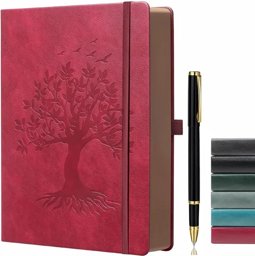 Miniatura 15 de ZXHQ - Cuadernos de diario A5 de 360 páginas a rayas con bolígrafo, para mujeres y hombres, cuaderno de escritura, diseño de árbol de la vida, Verde