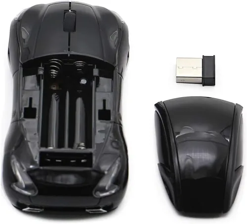 Miniatura 4 de Ai5G Ratón de coche de carreras inalámbrico Ratón en forma de coche deportivo 2.4GHz Luz LED Decoración de superficie brillante Escritorio Portátil