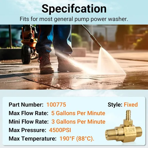 Miniatura 3 de Inyector químico de 3-5 Gpm 100775 para lavadora a presión de bomba general, inyector de jabón aguas abajo de la lavadora eléctrica, conexión rápida