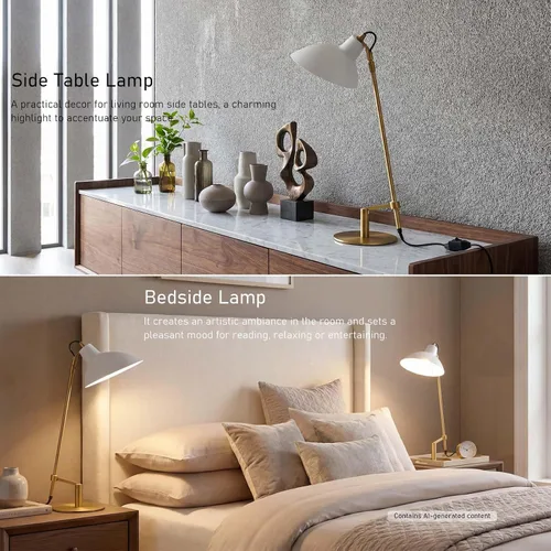 Miniatura 5 de Desk Lamp Modern Industrial 100% Metal Adjustable Table Lamp 24", Natural Light (4000K) with Dimmer, Ideal for Office Bedroom Study Room Living Room
