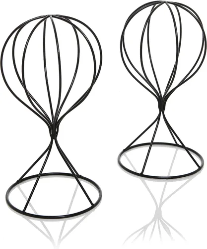 Miniatura 8 de MyGift Soporte de alambre de metal negro para sombrero, estante de exhibición de pelucas, forma de almacenamiento de fedora o gorra de béisbol