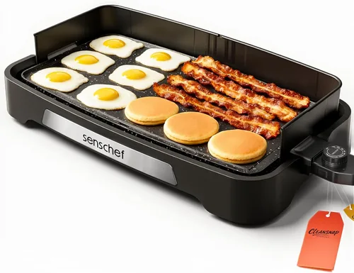 Cleansnap Everyday - Parrilla eléctrica antiadherente de 20 pulgadas con escudo plegable antisuciedad, calentamiento rápido de 1700 W, revestimiento