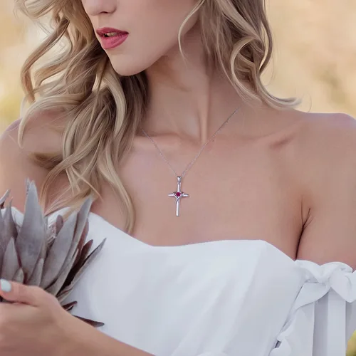 Miniatura 6 de AmorAime - Collar de cruz de plata de ley 925 para mujeres y hombres con circonita cúbica 5A para adolescentes y niñas, regalos para Navidad
