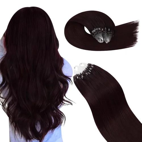 Miniatura 11 de Ugeat - Extensiones de cabello humano con microanillo, 14 pulgadas, extensiones de cabello Remy con microcuentas de 1 gm/hebra, 50 gms, extensiones