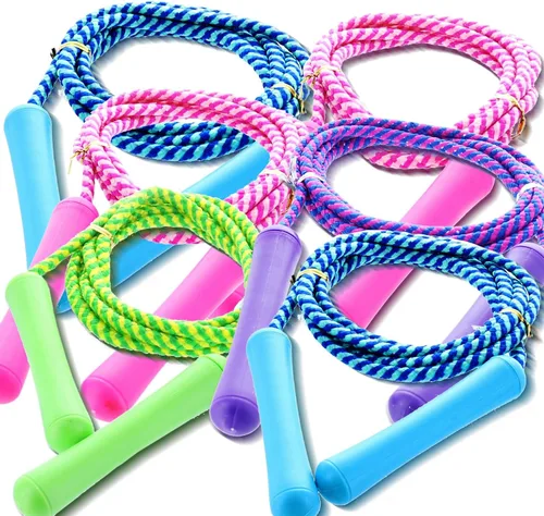 GiftExpress Cuerda de saltar colorida de tamaño ajustable para niños y adolescentes, juegos divertidos para interiores y exteriores, cuerda de