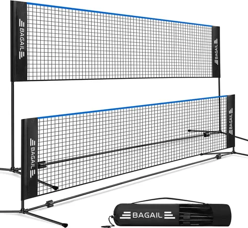 BAGAIL Red de bádminton, red de voleibol para niños de altura ajustable, red de nailon plegable de 10 pies/14 pies/17 pies de ancho, red de tenis,