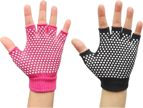 Calcetines de pilates con empuñaduras para mujer, calcetines de yoga antideslizantes para baile de barra o entrenamiento descalzo 2 pares de guantes